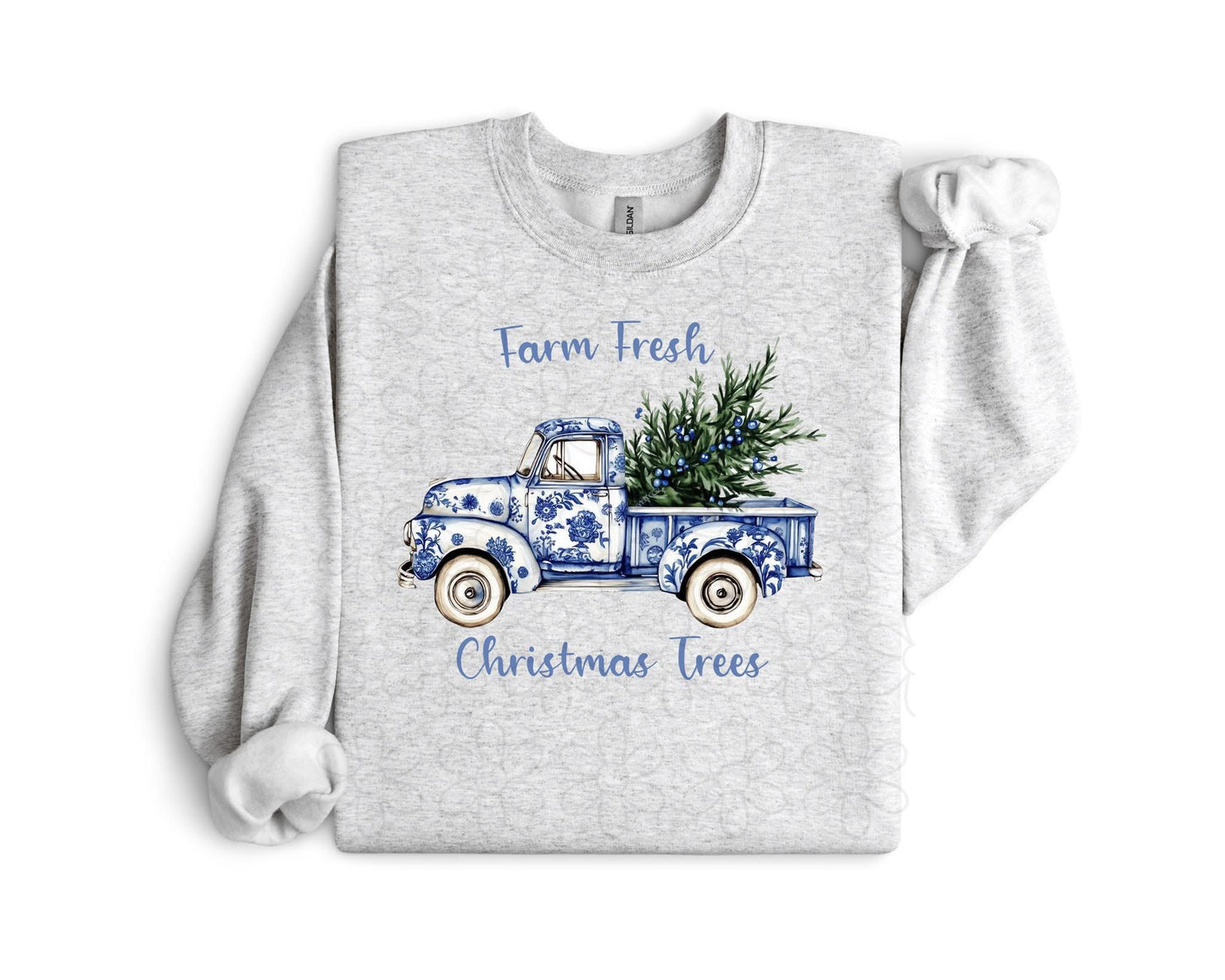 Farm Fresh Christmas Trees Blue Truck DTF Transfer