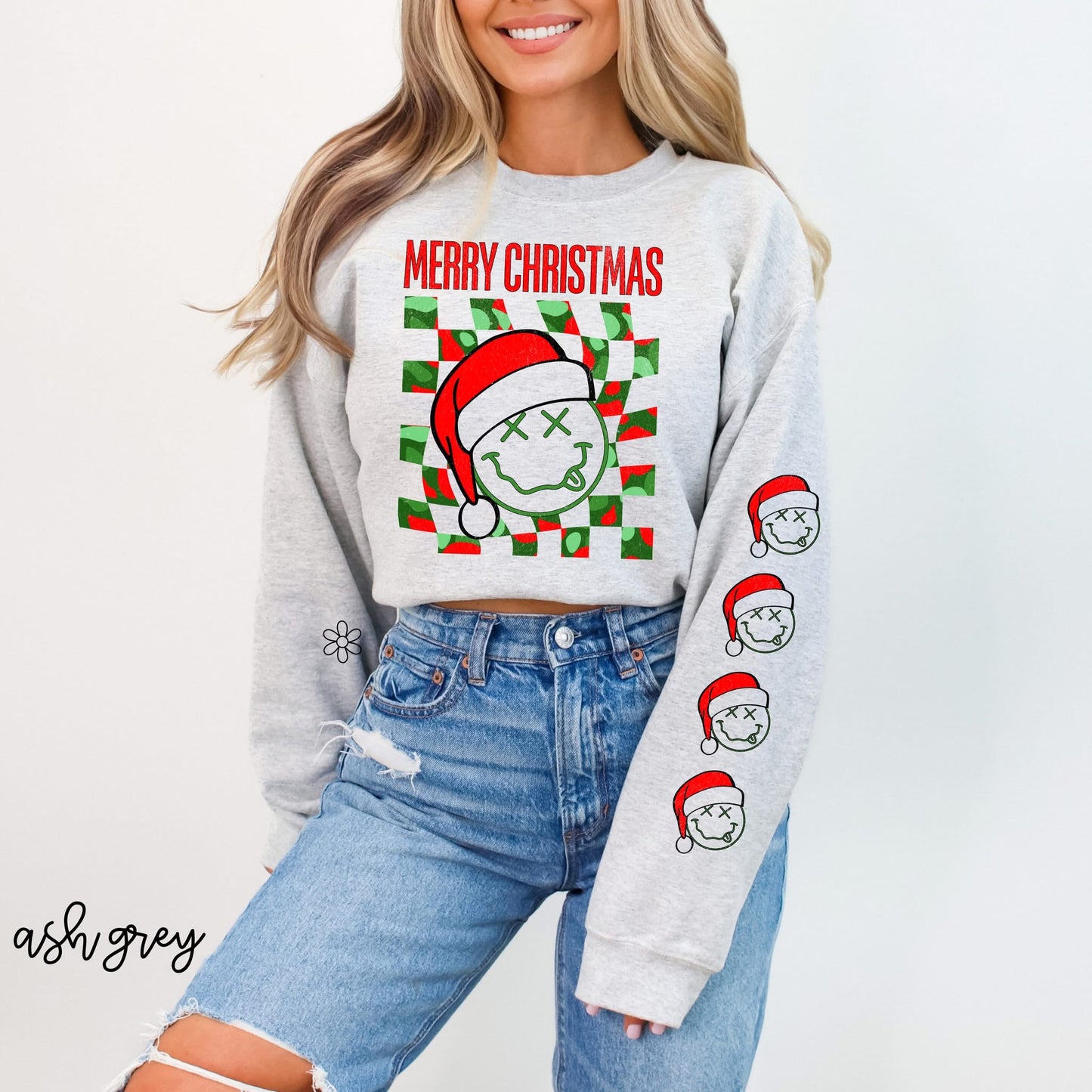 Retro Merry Christmas Smiley DTF Transfer