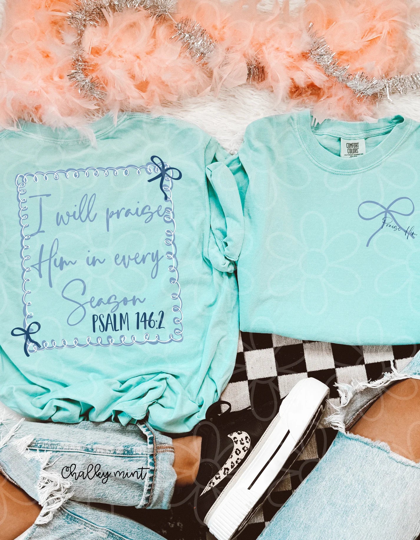 I will Praise Him In Every Season Blue Bows DTF Transfer