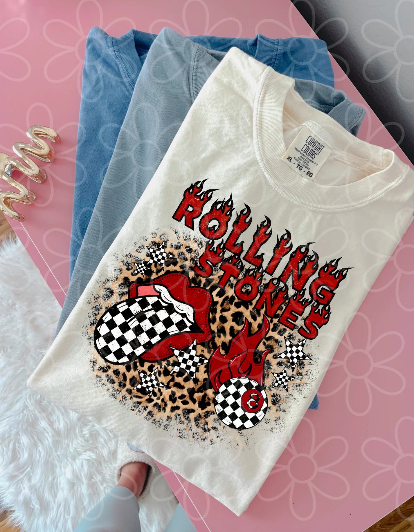 Leopard Checkered Rolling Stones DTF Transfer