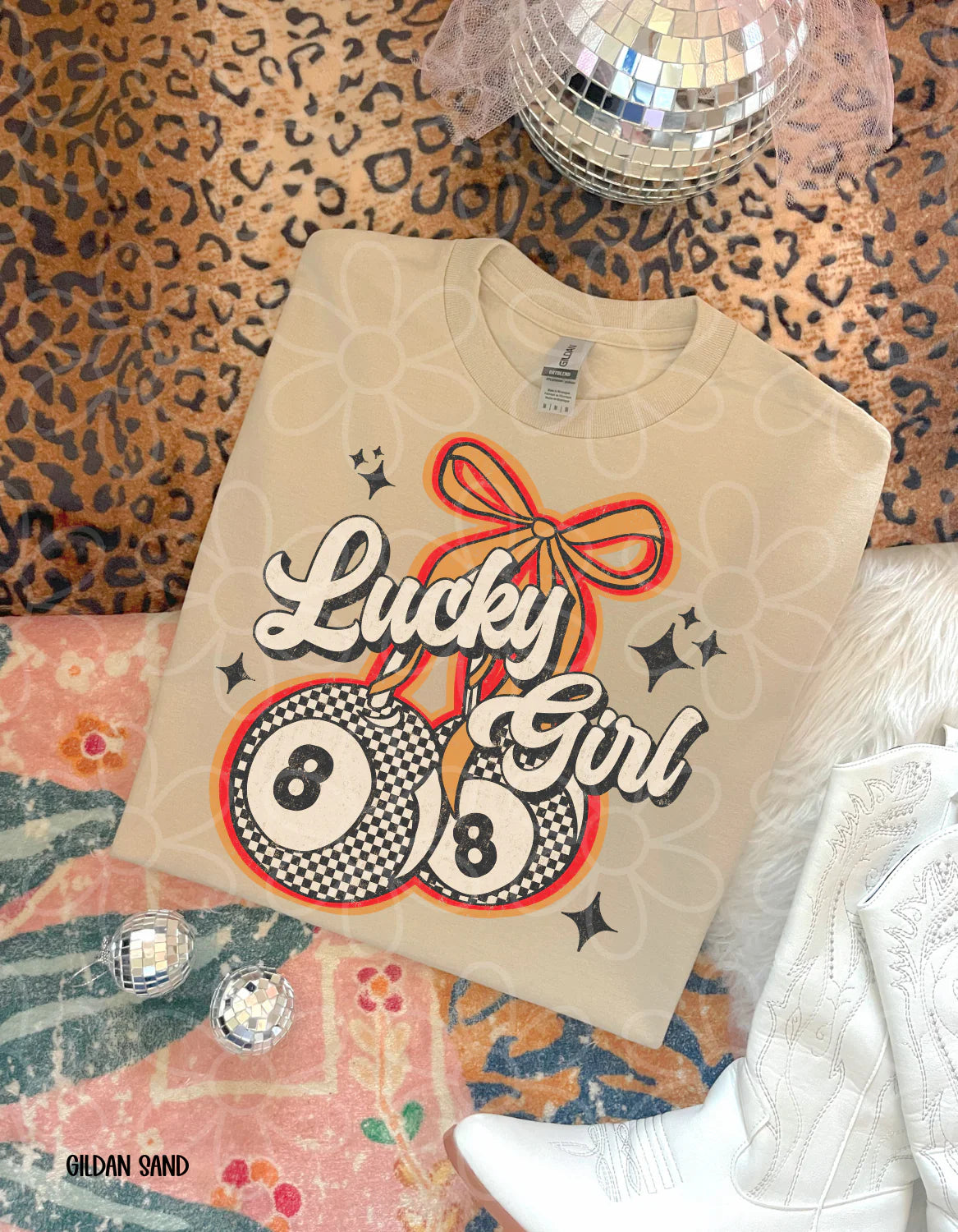 Lucky Girl 8 Ball DTF Transfer