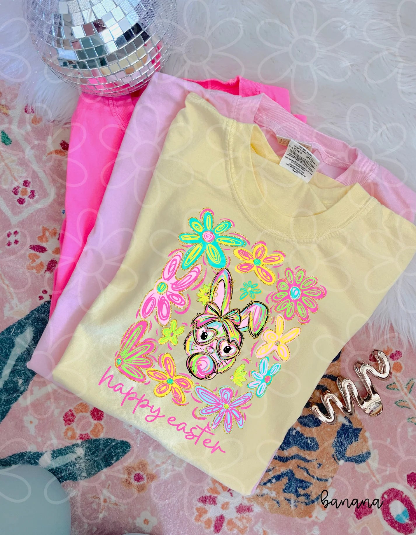 Neon Retro Bunny Happy Easter DTF Transfer