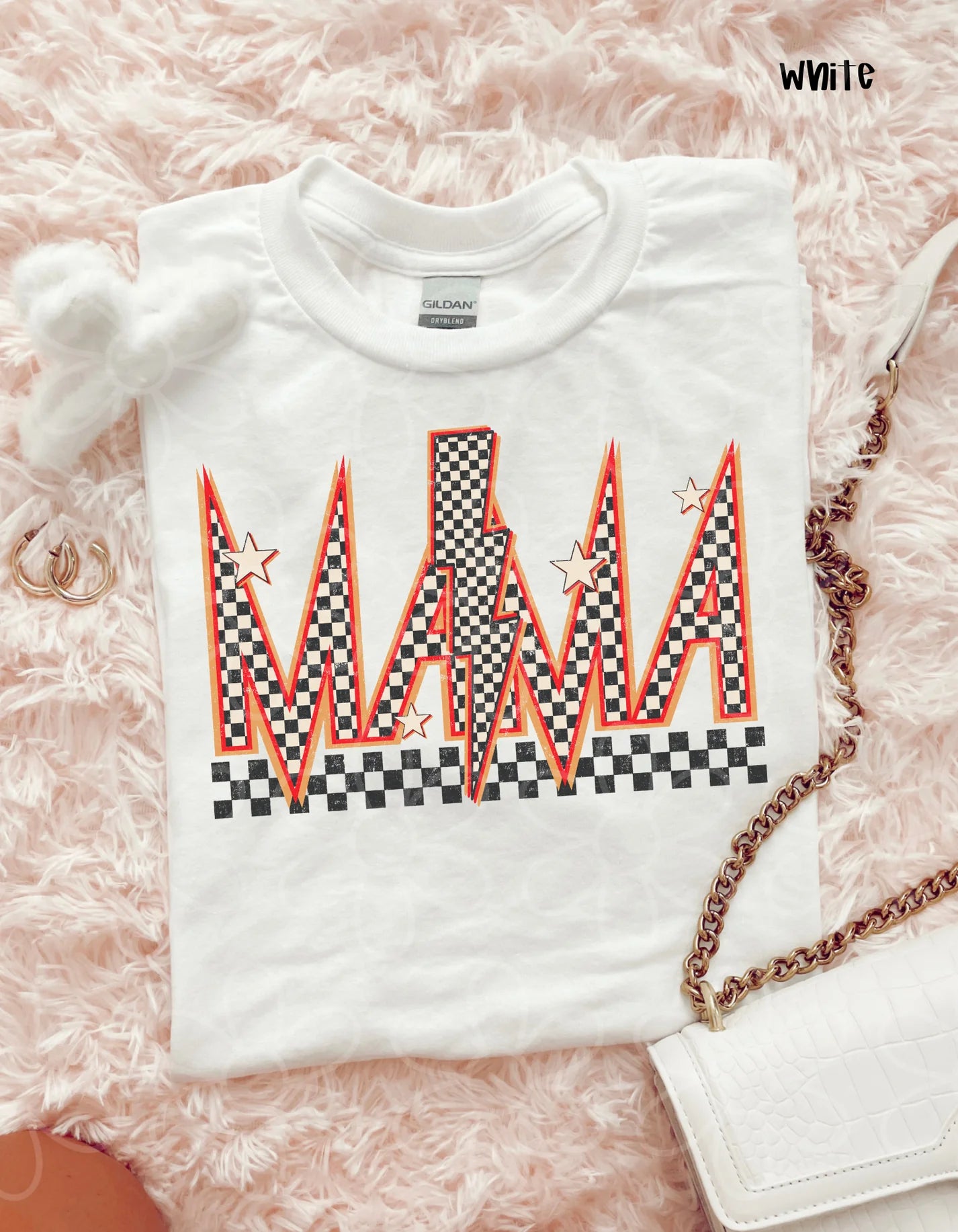 Orange Check MaMa DTF Transfer