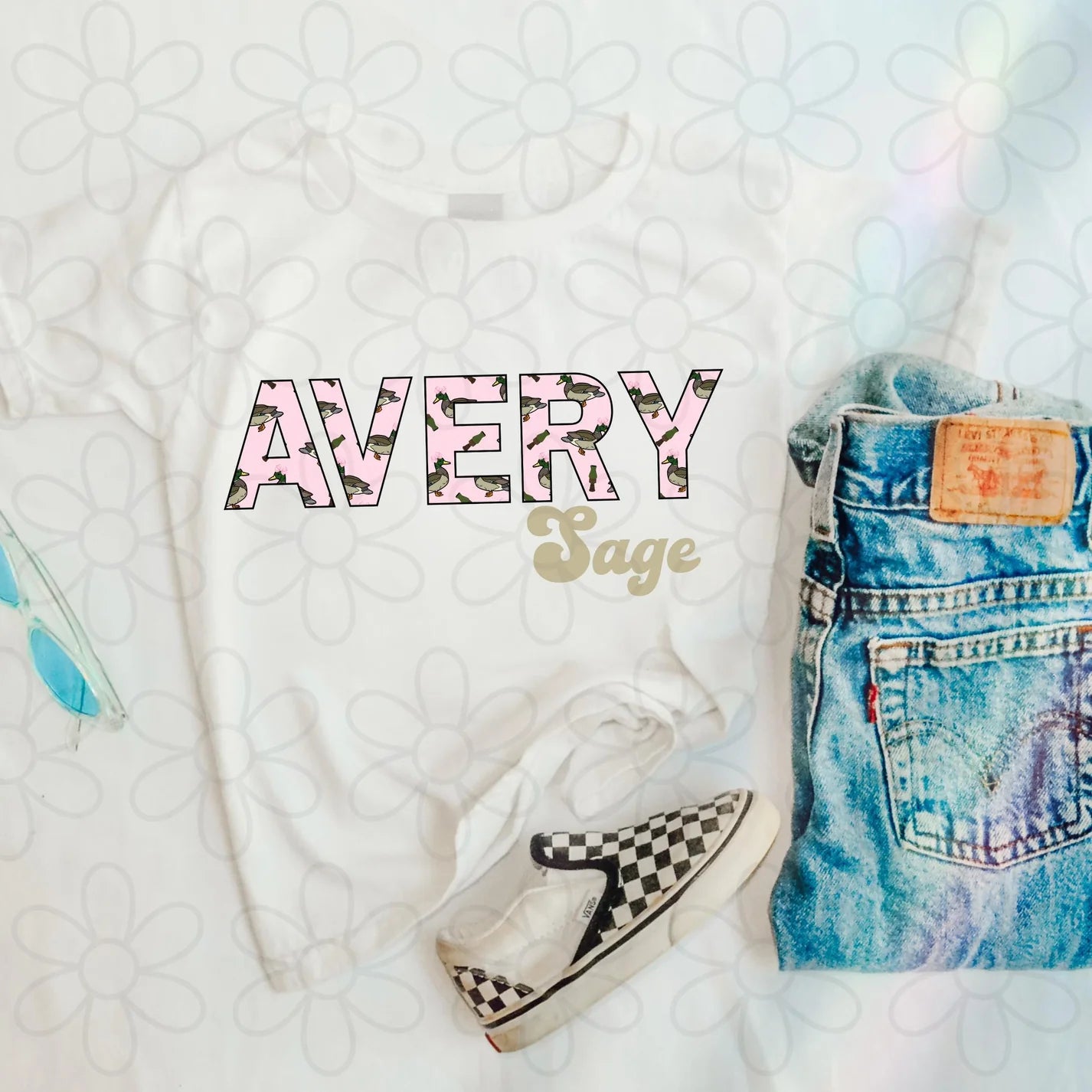 Pink Bow Duck Custom Name DTF Transfer