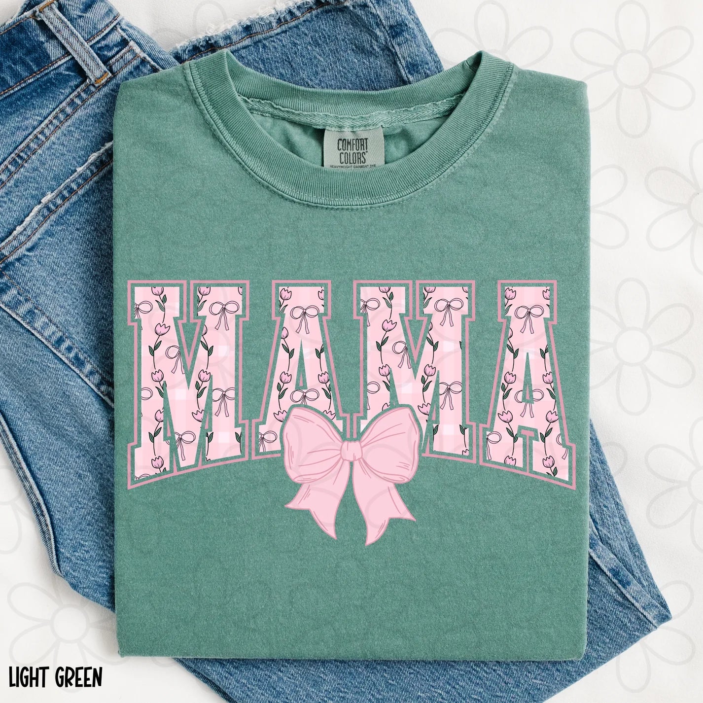 Pink Bow Flower Mama DTF Transfer