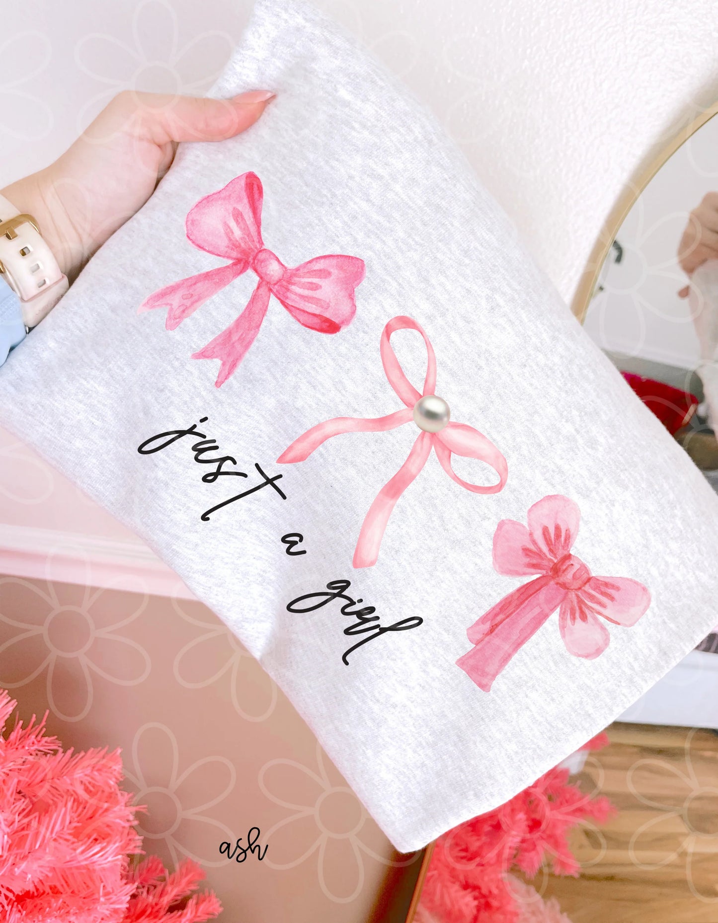 Pink Bows Just A Girl DTF Transfer