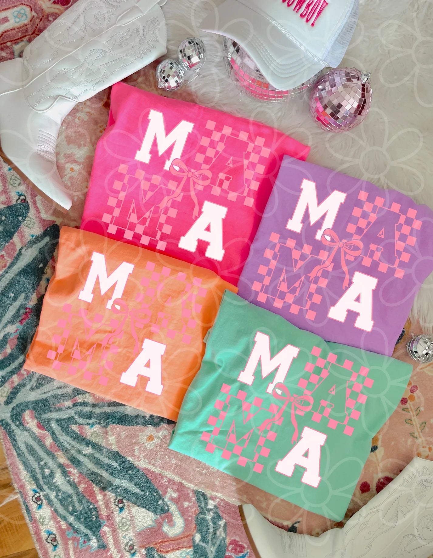 Pink Checkered Coquette Mama DTF Transfer