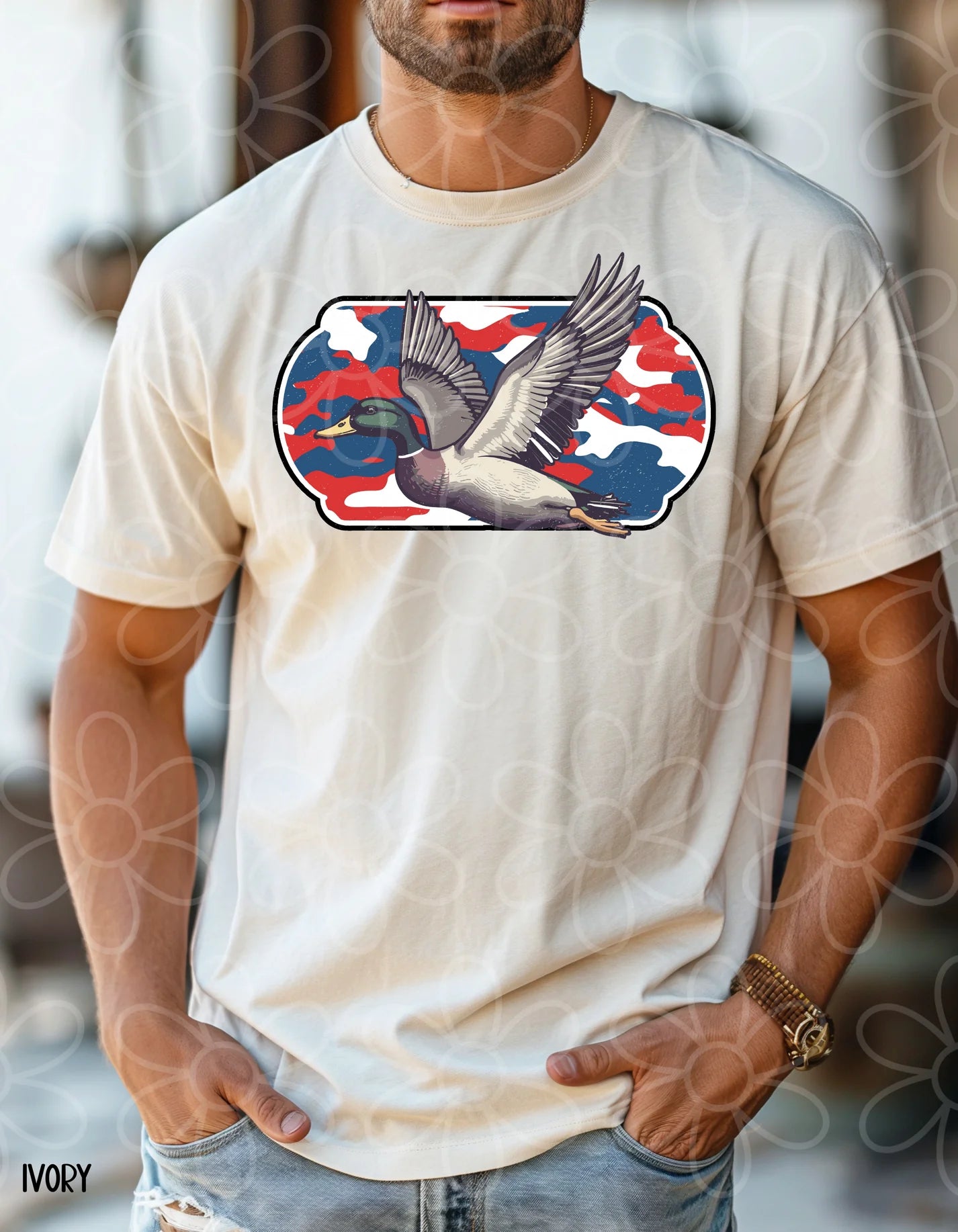 RWB Camo Duck DTF Transfe