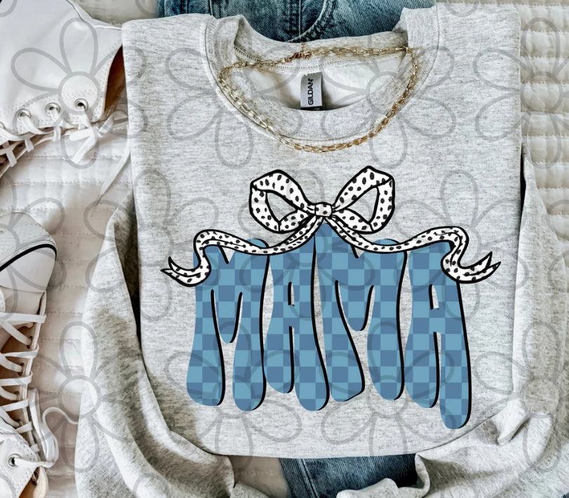 Blue Checkered Mama Coquette DTF Transfer