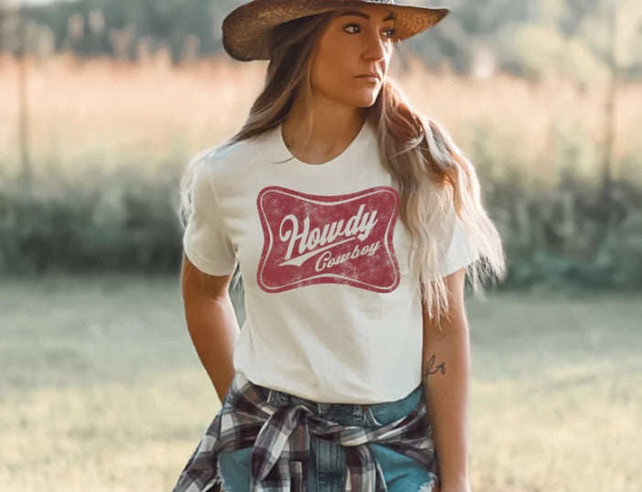 HOWDY COWBOY RUST - SINGLE COLOR SCREEN PRINT