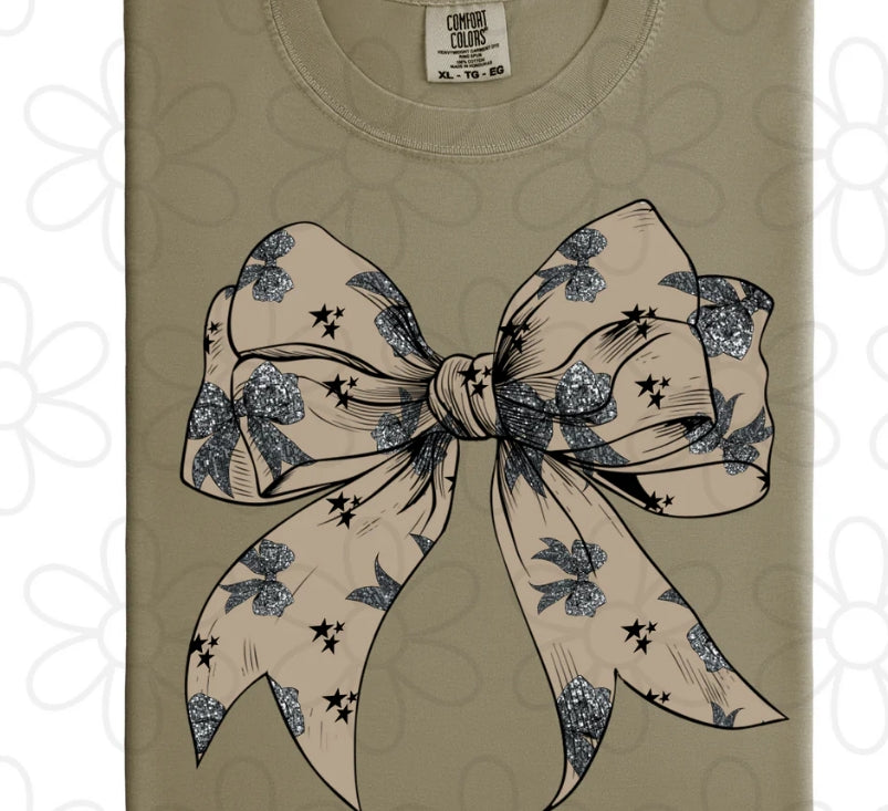 Glitter Bow Stars Coquette Bow DTF Transfer