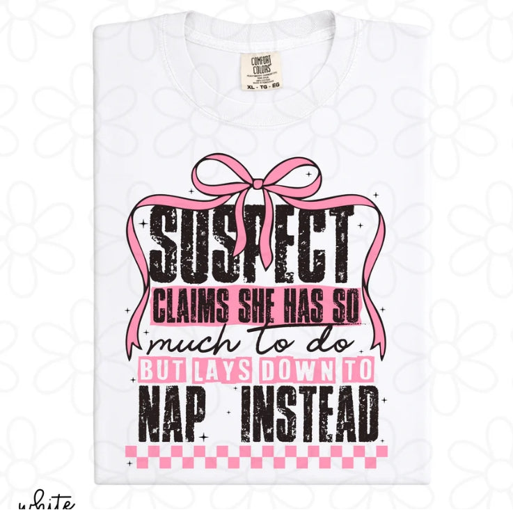 Suspect Lays Down To Nap Instead DTF Transfer