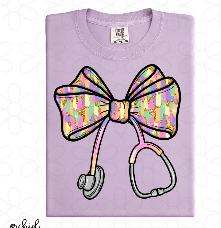 Gold Glitter Brushstroke Stethoscope DTF Transfer