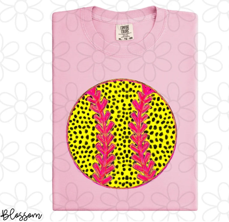 Dalmatian Gold Glitter Softball DTF Transfer