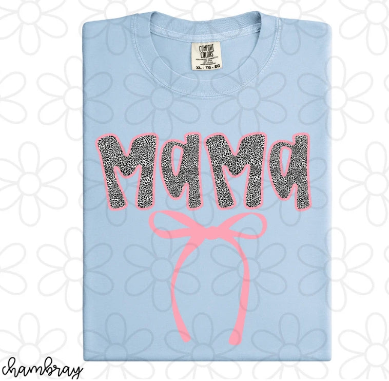 Floral Pink Bow Mama DTF Transfer