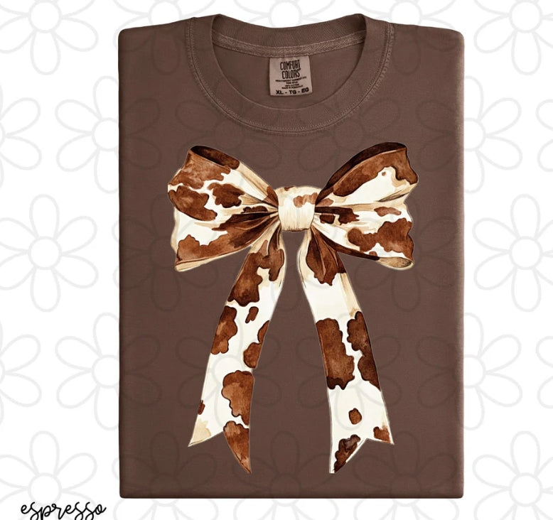 Brown Cow Print Bow DTF Transfer