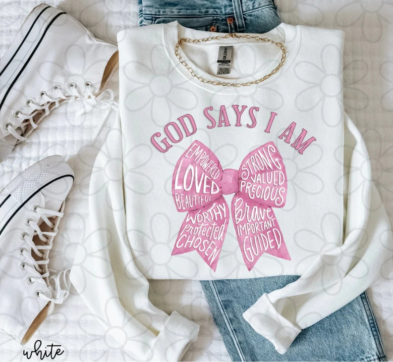 Pink God Says I am Coquette Bow DTF Transfer