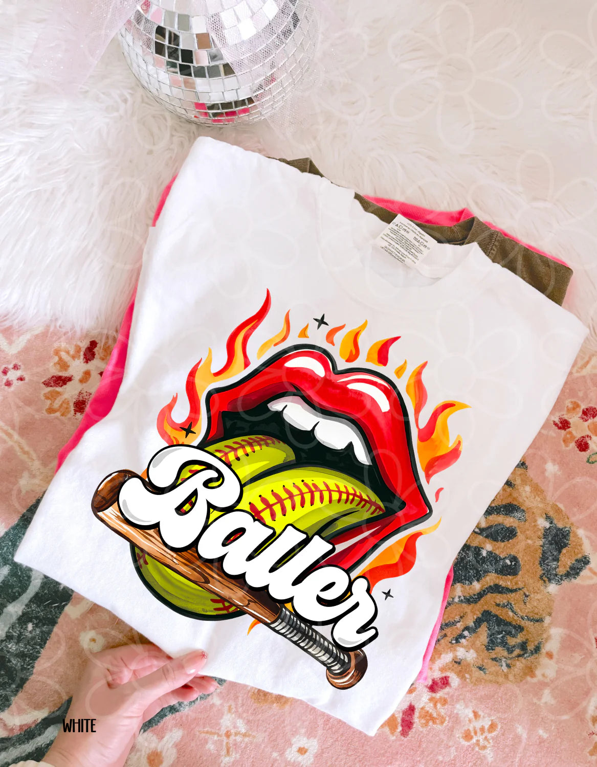 Softball Baller Flames DTF Transfer