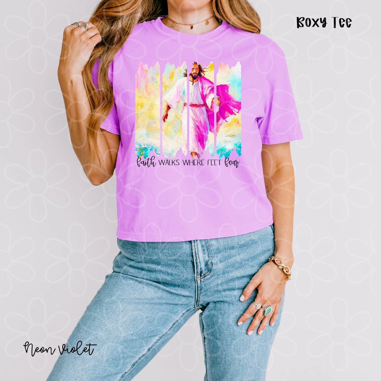 Watercolor Faith Walks Where Feet Fear DTF Transfer