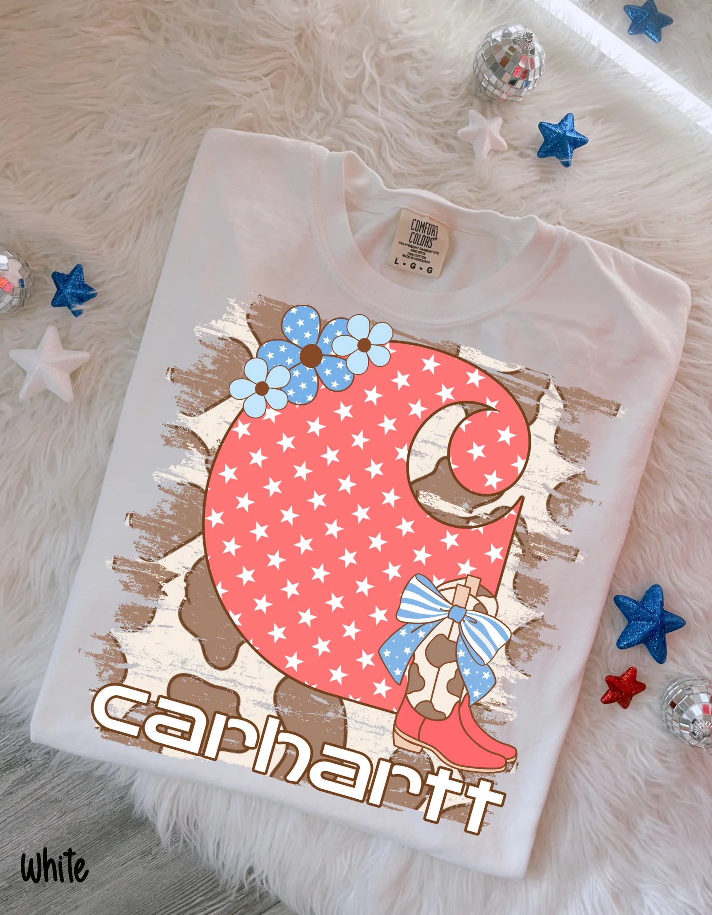 Western Patriotic Carhartt Flowers DTF Transfer