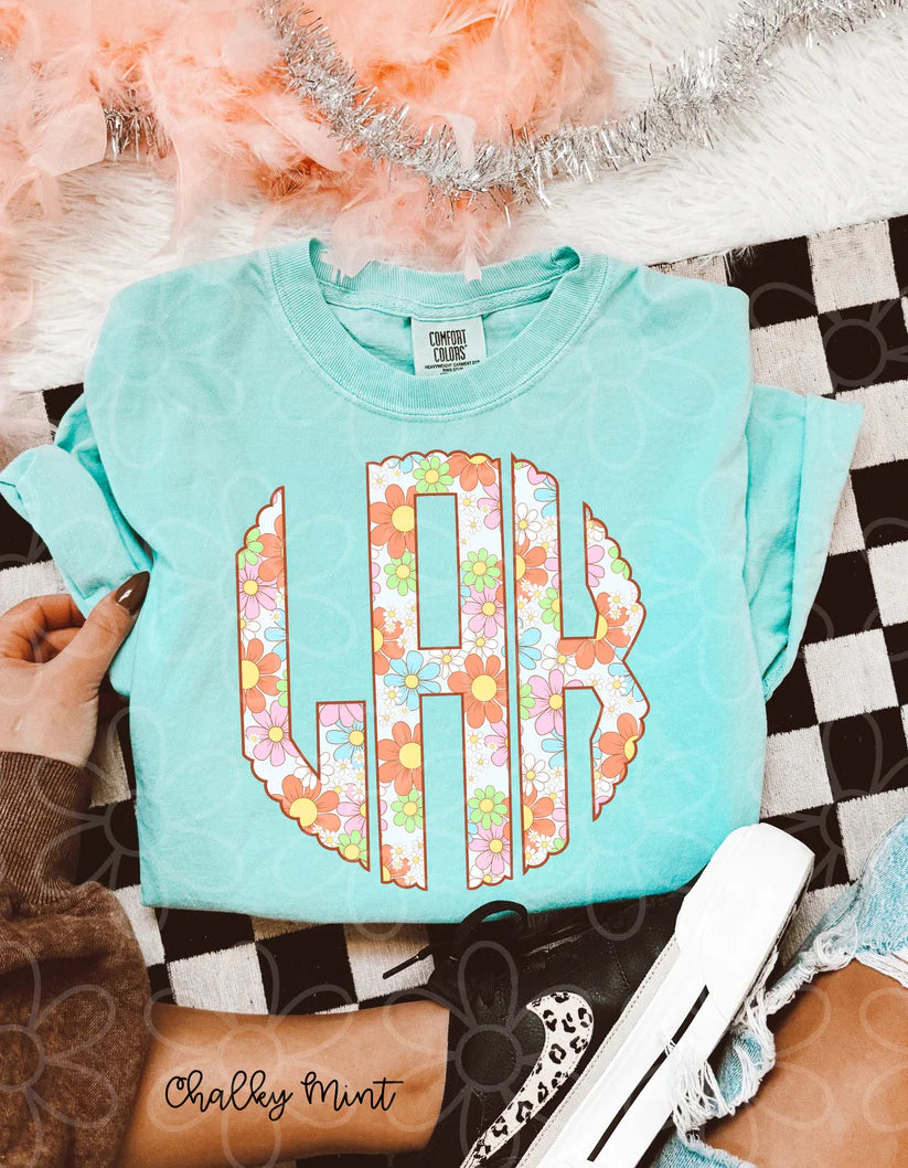 Retro Floral Monogram DTF Transfer