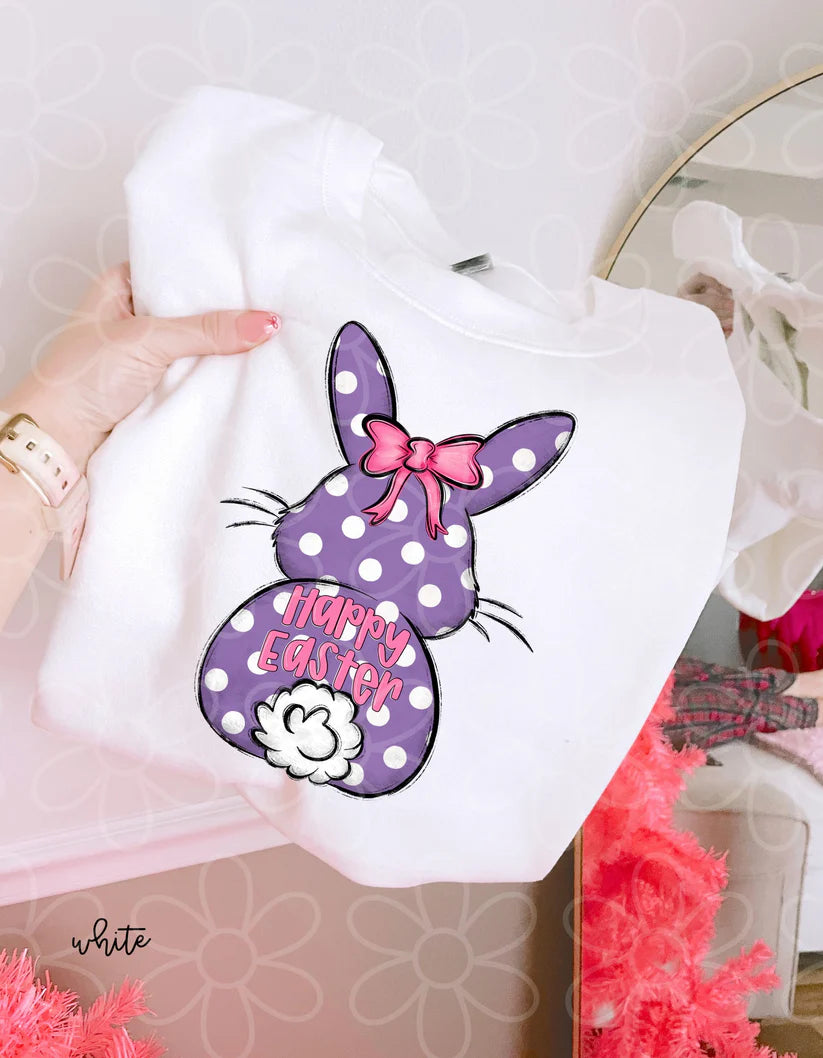 Purple Polka Dots Bunny Happy Easter DTF Transfer