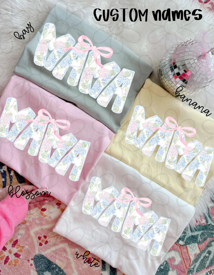 Hydrangeas Coquette Custom Names DTF Transfer