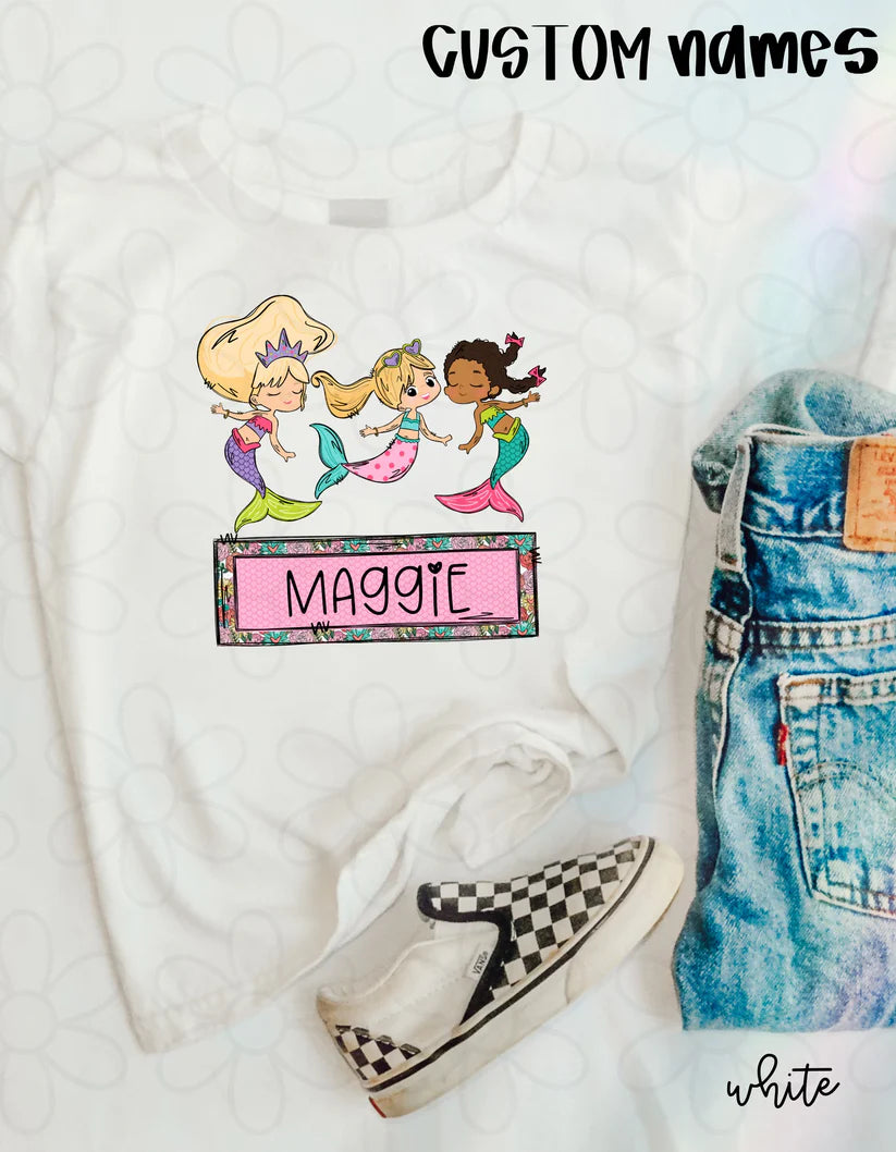 Custom Name Girls Mermaids DTF Transfer