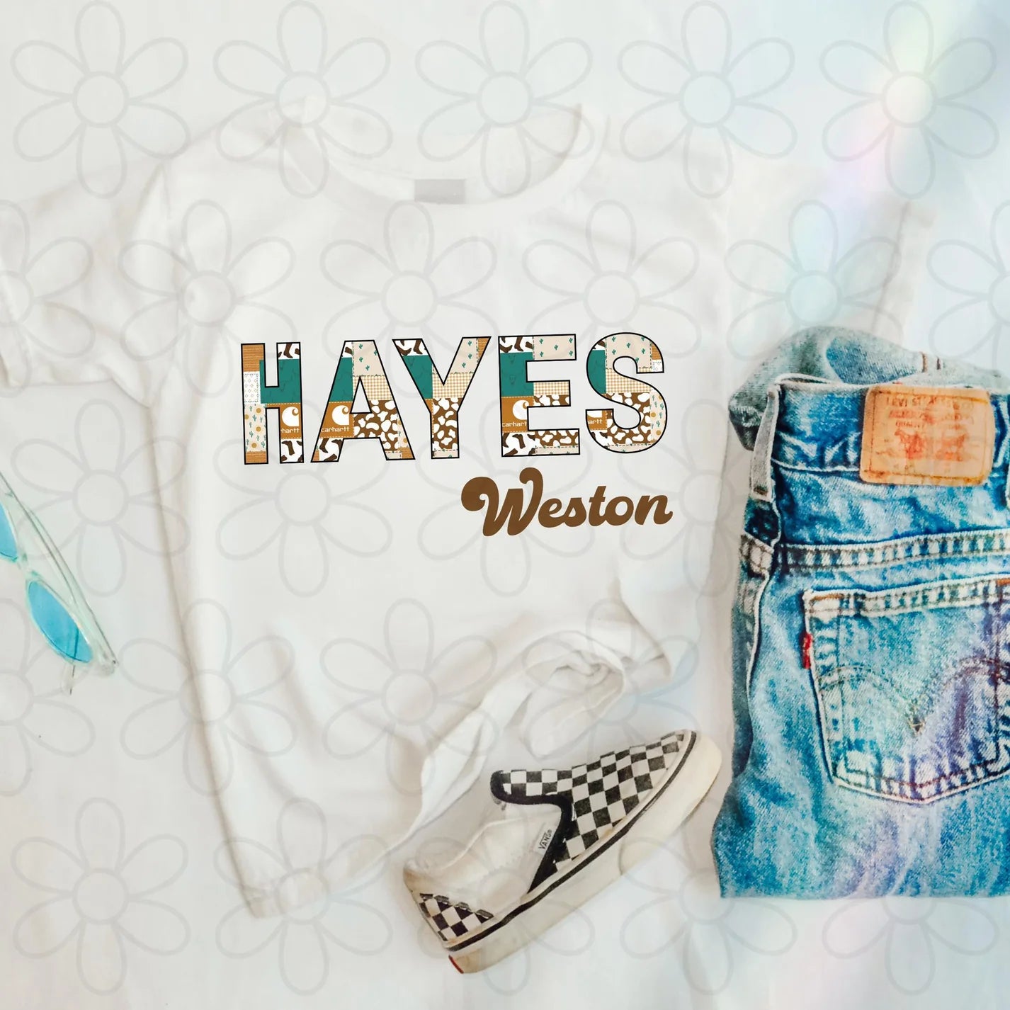 Western Carhartt Patchwork Custom Name DTF Transfer