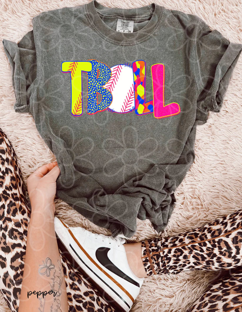 Pink Yellow Blue TBall DTF Transfer