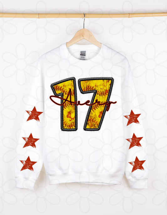 Softball Custom Number With Name DTF Transfer