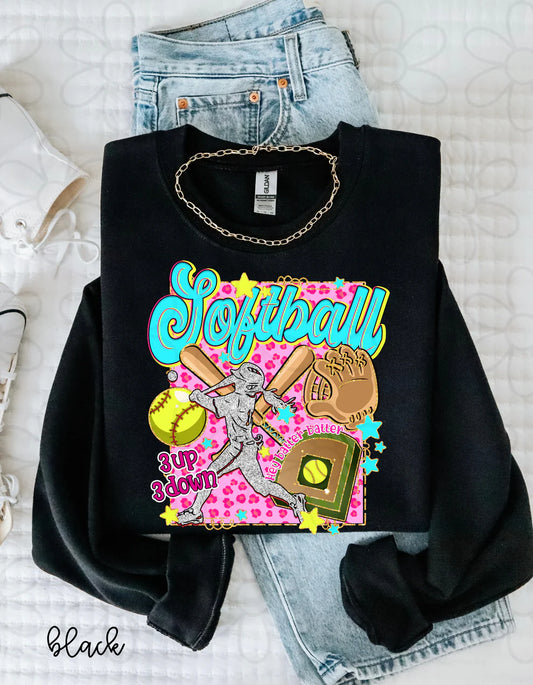 Gold Glitter Leopard Softball DTF Transfer