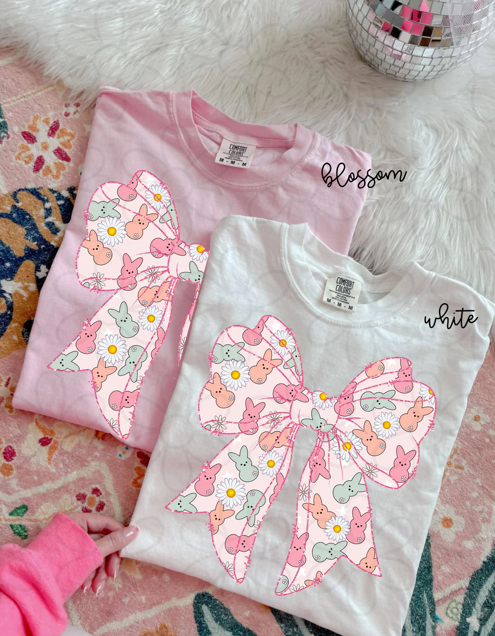 Pink Glitter Easter Bow DTF Transfer