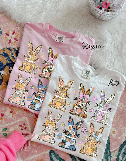 Boho Floral Bunnies DTF Transfer