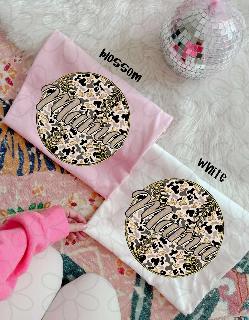 Gold Glitter Camo Baseball DTF Transfer