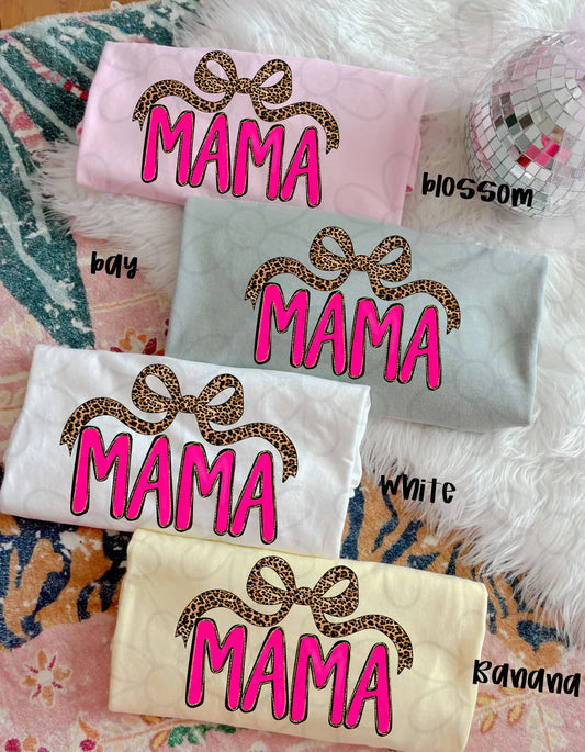 Leopard Bow Mama DTF Transfer