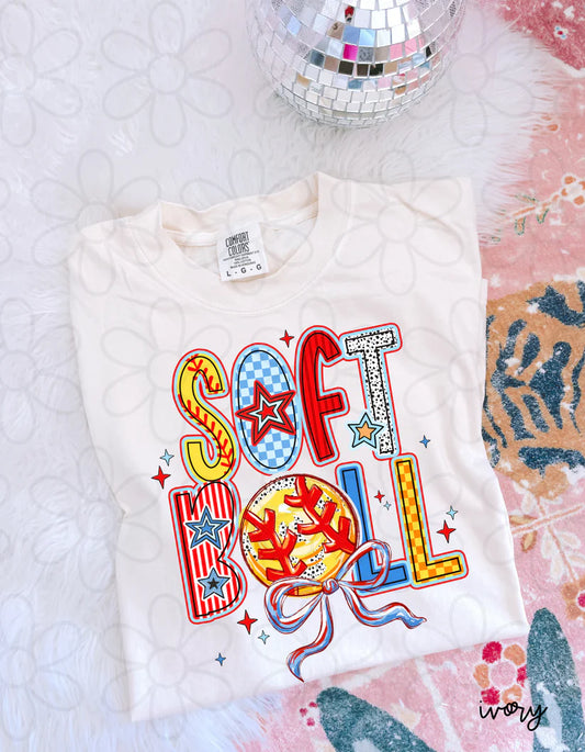Youth Preppy Coquette Softball Tee
