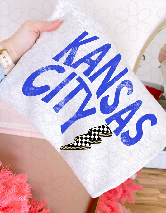 Distressed Kansas City Checkered Bolt DTF Transfer