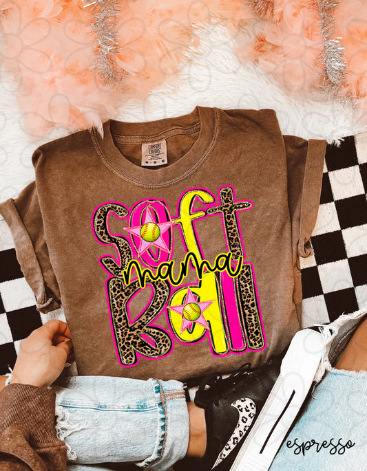 Leopard Softball Pink Mama DTF Transfer
