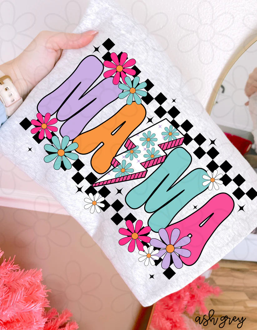 Spring Flower Lightening Bolt Mama DTF Transfer