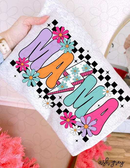 Spring Flower Lightening Bolt Mama DTF Transfer