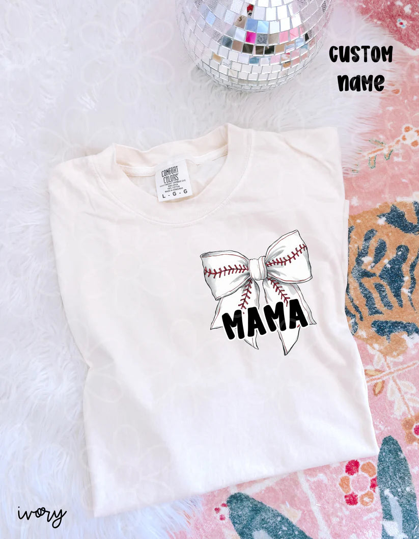 Baseball Bow Custom Name DTF Transfer
