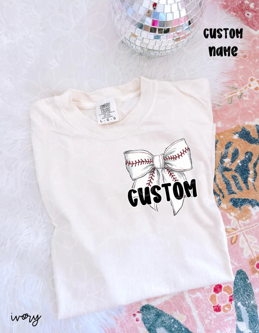 Baseball Bow Custom Name DTF Transfer