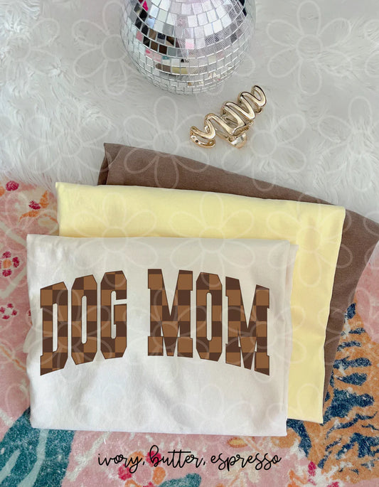 Brown Checkered Dog Mom DTF Transfer