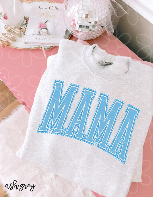 Blue Checkered Mama DTF Transfer