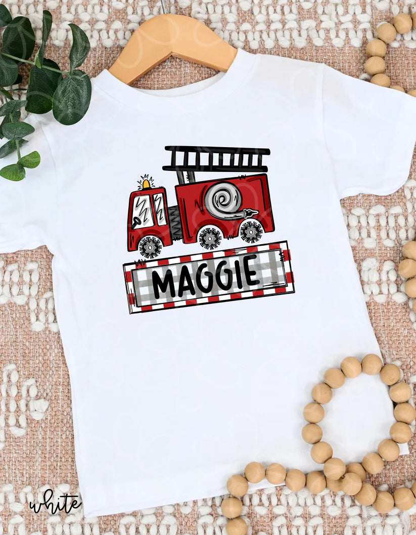 Custom Name Firetruck DTF Transfer