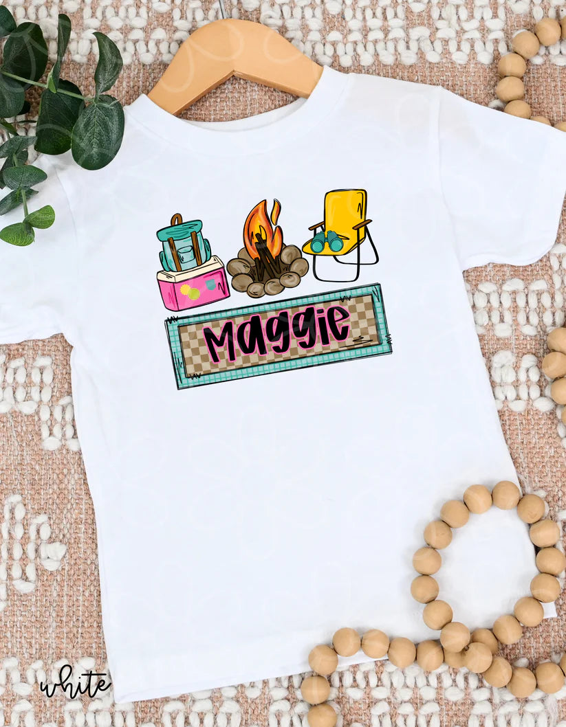 Custom Name Girl Campfire DTF Transfer