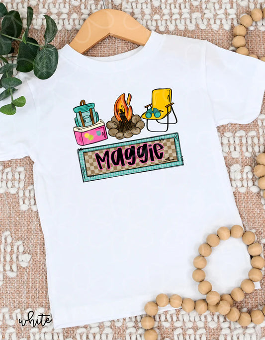 Custom Name Girl Campfire DTF Transfer