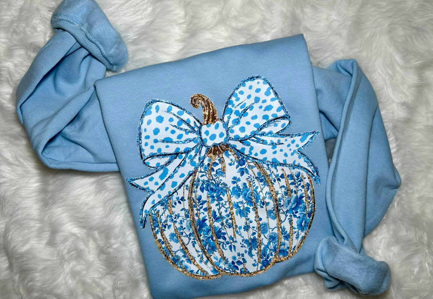 Blue Floral Pumpkin Tee