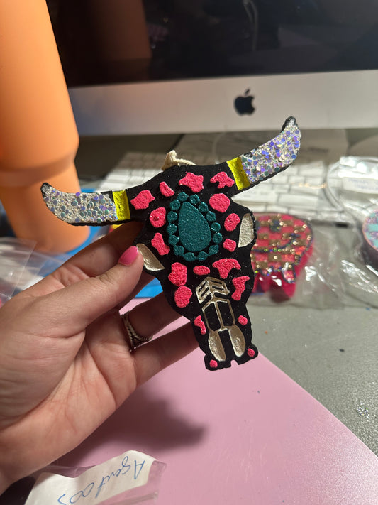 Cowprint Steer Skull Car Freshie